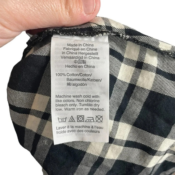 Madewell Arion Plaid Wrap Front Long Sleeve Blouse in Black/White Size M - Picture 4 of 10